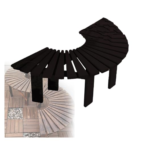 BZJPRFC Halbrunde Baumbank, Blumenständer for Gartenbalkon, Gebogener Stuhl Aus Massivholz, Dekoration for Gartenmöbel, Form Lässt Sich Unendlich Erweitern, for Parks(Black) von BZJPRFC