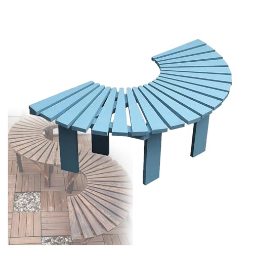 BZJPRFC Halbrunde Baumbank, Blumenständer for Gartenbalkon, Gebogener Stuhl Aus Massivholz, Dekoration for Gartenmöbel, Form Lässt Sich Unendlich Erweitern, for Parks(Blue) von BZJPRFC