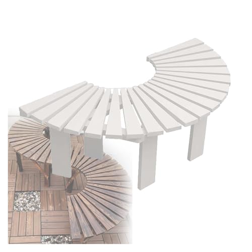 BZJPRFC Halbrunde Baumbank, Blumenständer for Gartenbalkon, Gebogener Stuhl Aus Massivholz, Dekoration for Gartenmöbel, Form Lässt Sich Unendlich Erweitern, for Parks(White) von BZJPRFC