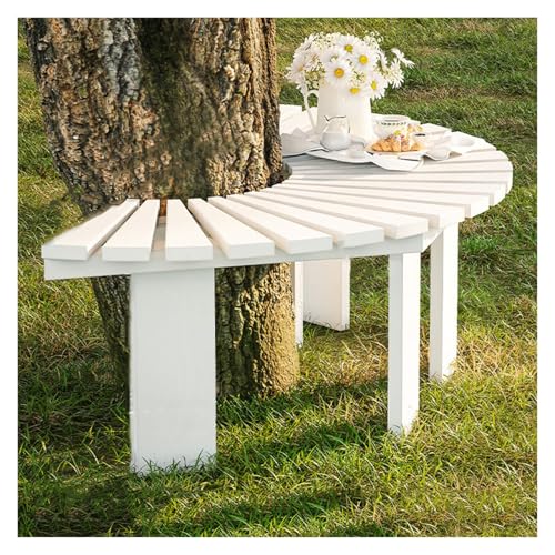 BZJPRFC Halbrunde Baumbank,Sitzmöbel for Die Dekoration Im Freien,Blumenständer for Den Gartenbalkon,Freie Kombination Von Formen,Kapazität 400KG(White) von BZJPRFC