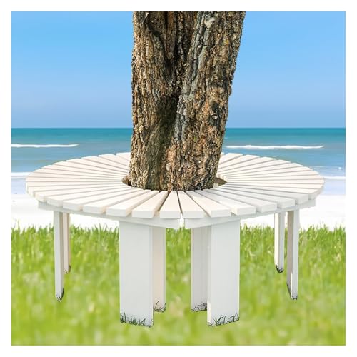 BZJPRFC Halbrunde Gartenbank, Massivholz-Lattenrost, Gartenmöbeldekoration, Tragkraft 400 Kg, for Die Terrasse Im Hinterhof(White) von BZJPRFC