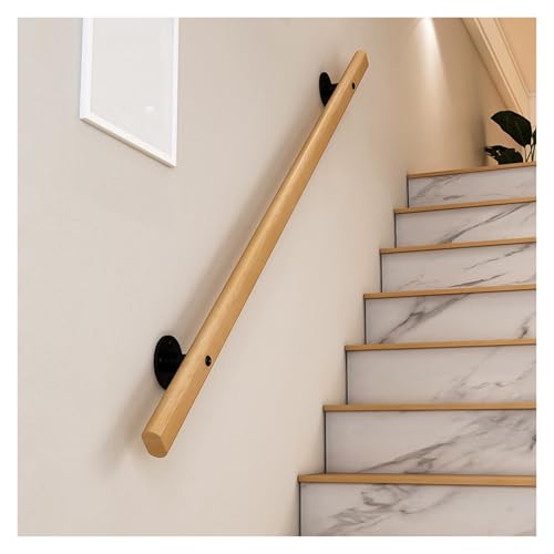 BZJPRFC Handläufe for Treppen, Holzhandlauf-Set Mit Metallhalterungen, Rutschfester Treppen-Haltegriff for Badezimmer Und Flur for Ältere Kinder(80cm/2.6ft) von BZJPRFC