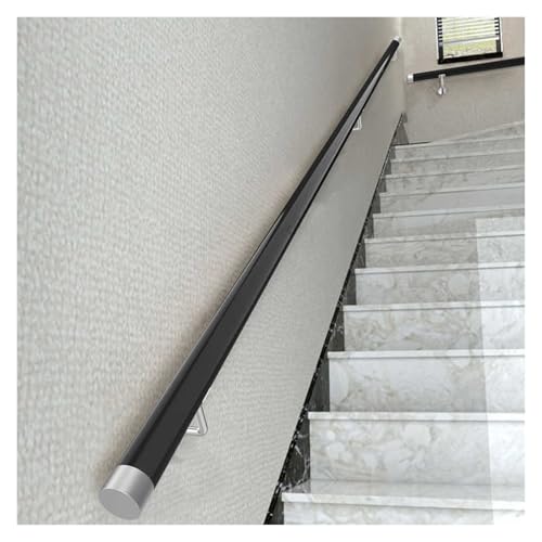 BZJPRFC Hölzerne Handläufe for Treppen, Wandmontage Geländer for Ältere Menschen Und Kinder, Sicherheits-Haltegriff-Set An Der Wand, Dachbodentreppendekoration(Black,200cm/6.5ft) von BZJPRFC