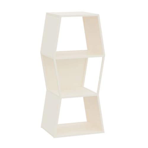 BZJPRFC Kreatives Bücherregal, 2/3/4-stöckiges Geometrisches Bücherregal, Stand-Zeitschriften-Organizer, for Wohnzimmer, Schlafzimmer, Büro, Traggewicht 100 Kg(White,2-Tier) von BZJPRFC