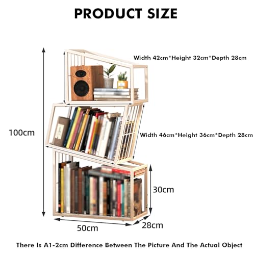 BZJPRFC Kreatives Bücherregal, Turm Mit 3/4/5 Regalen, Stand-Zeitschriften-Organizer, for Wohnzimmer, Schlafzimmer, Büro, Tragkraft 100 Kg(Black,3-Tier) von BZJPRFC