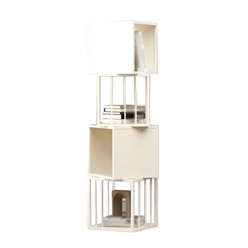 BZJPRFC Kreatives Bücherregal, Turm Mit 3/4 Regalen, Stand-Zeitschriften-Organizer, for Wohnzimmer, Schlafzimmer, Büro, Tragkraft 100 Kg(White,4-Tier) von BZJPRFC