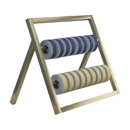 BZJPRFC Stoffrollen-Aufbewahrungsregal, Fensterfolien-/Tapeten-Displays, Beweglicher Organizer-Halter Aus Metall, for Autofensterfolien-Stoffspule, Tragkraft 30 Kg(Gold,2 Layers) von BZJPRFC