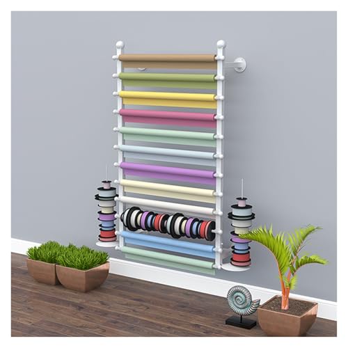 BZJPRFC Stoffrollen-Aufbewahrungsregal, Wandhalterung, Platzsparender Stahlrahmen, for Textilspulen, Tapeten, Fenstertönung, Tragkraft 100 Kg(White,120x20x70cm) von BZJPRFC