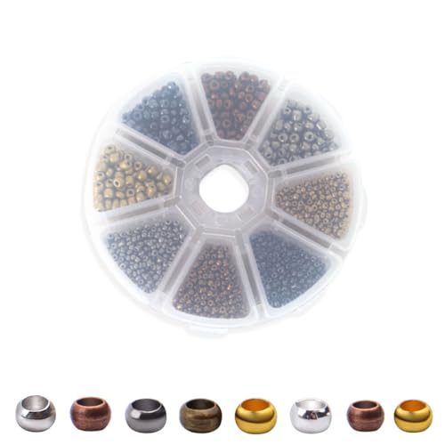 BZKSER Quetschperlen - 2800 Stück Crimp Perlen,quetschperlen Set,Kupfer Spacer Beads 2 mm 4 mm, Perlen Spacer Set für Armbänder, Halsketten, DIY Handgefertigte Schmuckherstellung (4 Farben) von BZKSER