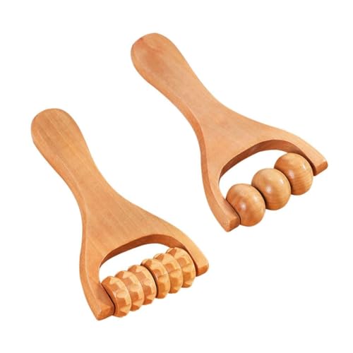 BZKSER massageroller - 2 Stück Massage Roller,Holz Triggerpunktroller Körper Gesichtsroller Gesicht Hals Anti-Cellulite Für Gua Sha Scraping Massage-Tool,faszienrolle Holz,massageroller mit Griff von BZKSER