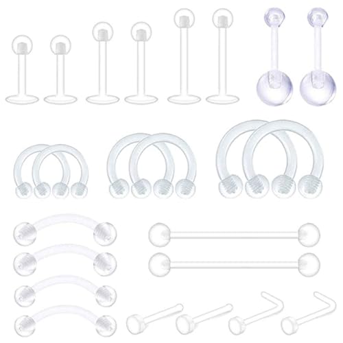 BZKSER retainers - 24 pcs Durchsichtige Plastik Cartilage Helix Tragus Piercing Körperschmuck Piercing Retainer Flexible Kunststoff Nasenseptum Lippe Augenbrauenringe Mix Retainers Set,Mehrzweck BZKSER retainers - 24 pcs Durchsichtige Plastik Cartilage Helix Tragus Piercing Körperschmuck Piercing Retainer Flexible Kunststoff Nasenseptum Lippe Augenbrauenringe Mix Retainers Set,Mehrzweck von BZKSER