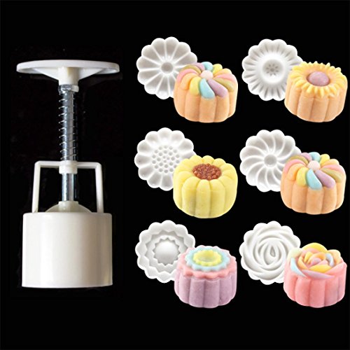 BZLine Silikonform, Chinesische Blumen Muster Mooncake Mold Set Fondant Candy Form von BZLine