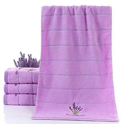 BZN Home Texitile Waschhandtücher aus reiner Baumwolle, dick, gestreift, Lavendel-Muster, saugfähig, Handtücher, Violett (weiß) (Farbe: Violett) von BZN Furnitures