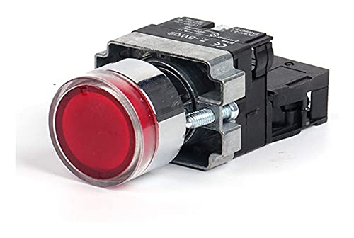 22 mm Momentaner XB2-BW3361 Runder Druckschalter mit LED/Neonlicht 1 Schließer 24 V/AC220V/AC380V ElectronicSwitch (Color : Blue No, Size : 6V) von BZODHUDJ