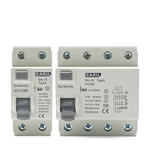 2P 4P 10/30/100/300mA Typ B ELCB Elektromagnetischer Fehlerstromschutzschalter Differentialschalter Sicherheitsschalter Circuit Protection (Color : 2p 25a, Size : 100mA) von BZODHUDJ