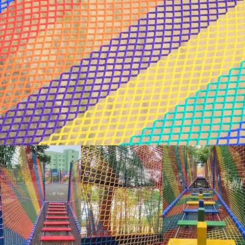 BZPOVB Spielplatz-Seilnetz Kinder-Sicherheits Seilnetz, Balkon/treppengeländerwache, Spielzeug- Und Sportgeräte Barrier-mesh Anti-Fall-seilnetze, Knotenlose (Multicolor, 9.8x32.8ft(3mx10m)) von BZPOVB