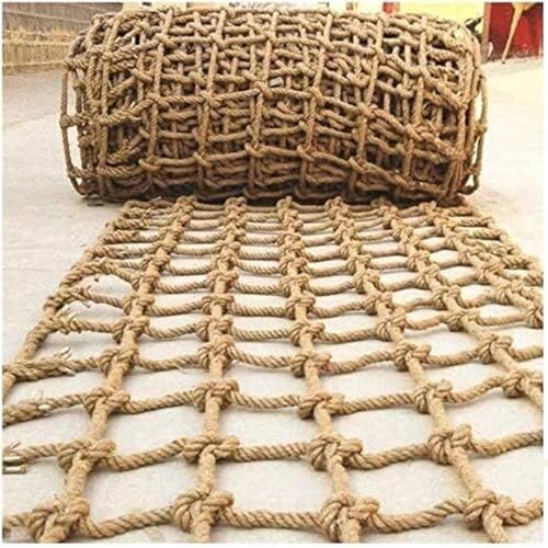 Hanfseilnetz für Sicherheit und Dekoration, Strickleiter für Kinder und Haustiere, Vielseitiges Seilnetz, Baumhausklettern, Kindersicherheitsnetz, Treppe(Size:0.5mx1m(1.6x3.2ft),Color:Quadratmetz) von BZPOVB