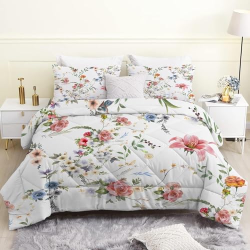 Weiss Bettdecke 220x240 4 Jahreszeiten, Wende Sommerlich Blumig Steppdecke Schlafdecke Bettdecke ohne Bezug Waschbar, Weiche Ganzjahresdecke 220x240 mit 2 Kissenbezug 80x80 cm Weiss Bettdecke 220x240 4 Jahreszeiten, Wende Sommerlich Blumig Steppdecke Schlafdecke Bettdecke ohne Bezug Waschbar, Weiche Ganzjahresdecke 220x240 mit 2 Kissenbezug 80x80 cm von BZRNGD