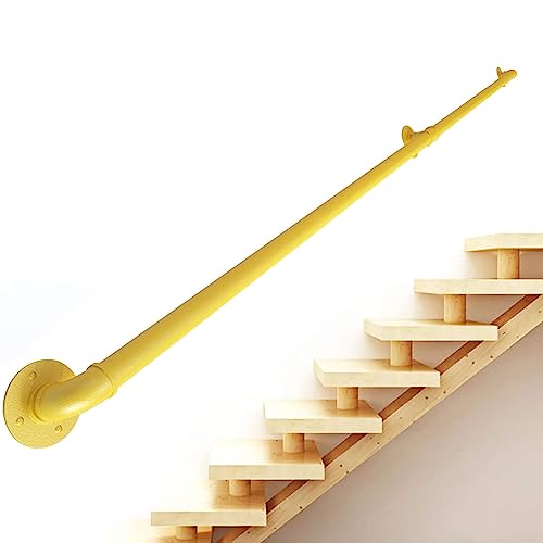 Handlauftreppen Innen- und Außenstufen - Treppengeländer Handläufe für behinderte ältere Kinder Gelbes Metallschmiedeeisen zur Außenwandmontage (Größe: 8 Fuß) von BZYWLR