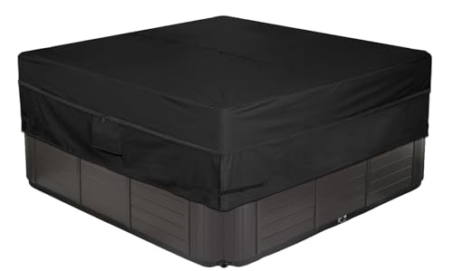 BaCover Outdoor Whirlpool Abdeckung- wasserdichte Staubdicht 420D Oxford Gewebe Quadratische Poolabdeckung Spa Abdeckun, Schwarz,203x203x51cm von BaCover