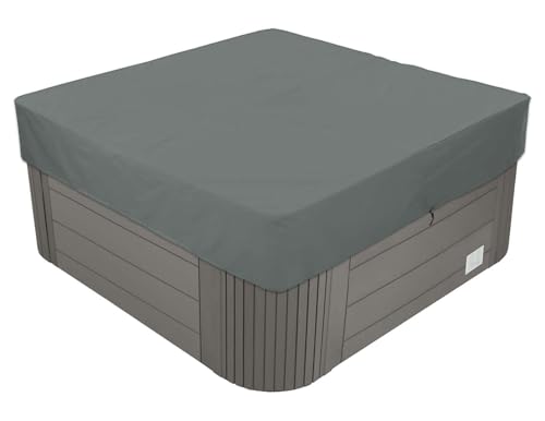 BaCover Quadratische Whirlpool-Abdeckung, 210D Oxford-Gewebe Wasserdicht Outdoor Spa Staubschutz Poolabdeckung,Grau,220x220x30cm von BaCover