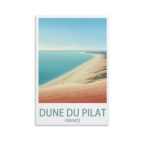 BaHeLs Dune Du Pilat Frankreich, Vintage-Reiseposter, See, 40 x 60 cm, Leinwand-Kunstdruck, Gemälde für Wanddekoration, Wohnzimmer, Schlafzimmer von BaHeLs