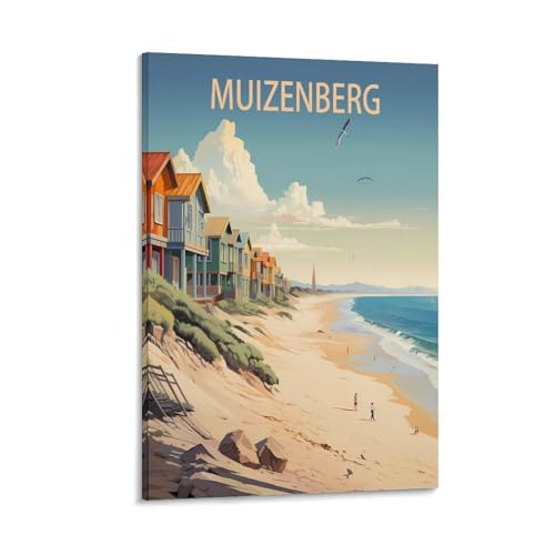 BaHeLs Muizenberg Beach Südafrika, Vintage-Reiseposter, See, 20 x 30 cm, Leinwand-Kunstdruck, Gemälde für Wanddekoration, Wohnzimmer, Schlafzimmer von BaHeLs