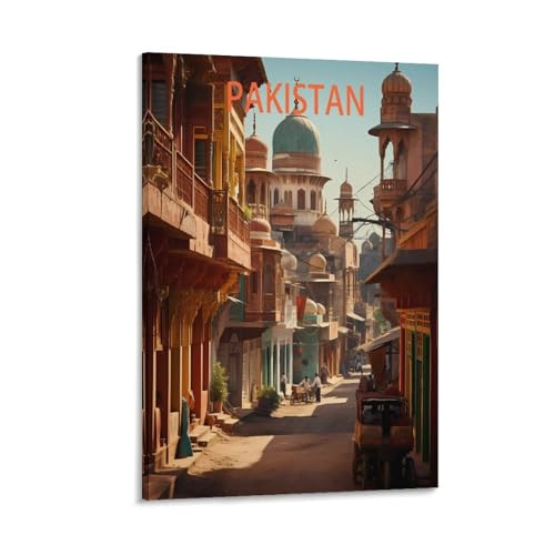 BaHeLs Pakistanische Straße, Vintage-Reiseposter, Landschaft, 20 x 30 cm, Leinwand-Kunstdruck, Gemälde für Wanddekoration, Wohnzimmer, Schlafzimmer von BaHeLs