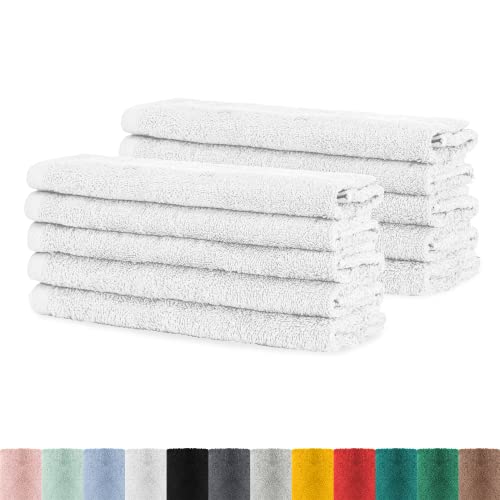 10er Pack Frottier Gästetücher Set 30x50 cm | 100% Baumwolle| 10x Gästetuch Weiss von BaSaTex