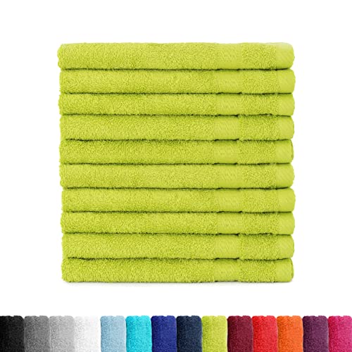 BaSaTex - Handtuch Set für Gäste 10er Pack - Frottee-Handtücher mit Aufhängeschlaufe aus weicher Baumwolle in 30x50cm - Waschtücher für Gäste Öko-Tex Made in Green Zertifiziert - Apfelgrün von BaSaTex