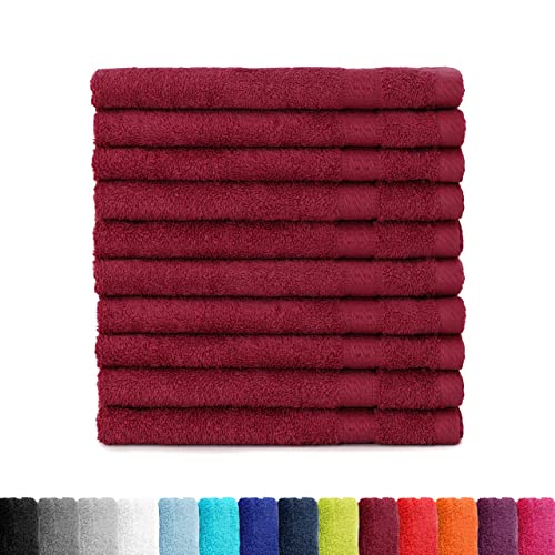 BaSaTex Frottier Gästetücher Set 30x50 cm 10er Pack | Frottee Gästetuch Set aus 100% Baumwolle Made in Green | Farbe: Bordeaux Rot von BaSaTex