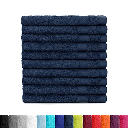 BaSaTex Frottier Gästetücher Set 30x50 cm 10er Pack | Frottee Gästetuch Set aus 100% Baumwolle Made in Green | Farbe: Marine Blau von BaSaTex