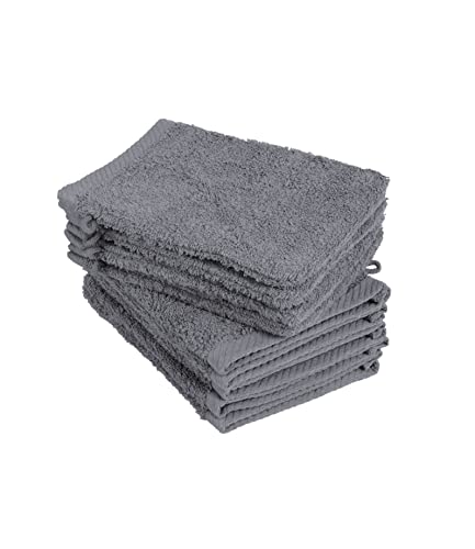 10er Pack Waschhandschuhe, Waschlappen Größe 15x21 cm in Anthrazit 100% Baumwolle von BaSaTex