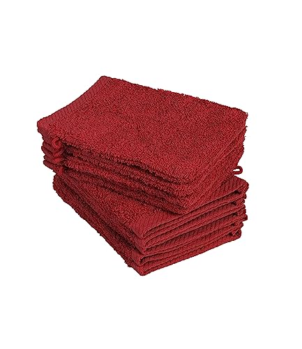 10er Pack Waschhandschuhe, Waschlappen Größe 15x21 cm in Rot 100% Baumwolle von BaSaTex