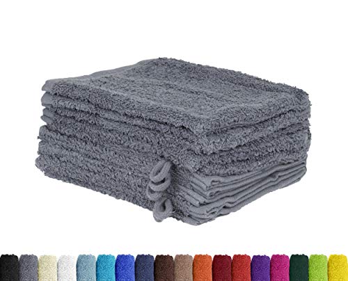 10er Pack Waschlappen, Waschhandschuhe Set in vielen Farben 100% Baumwolle 10x Waschhandschuh 15x21 cm Anthrazit von BaSaTex