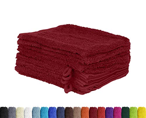 10er Pack Waschlappen, Waschhandschuhe Set in vielen Farben 100% Baumwolle 10x Waschhandschuh 15x21 cm Bordeaux von BaSaTex