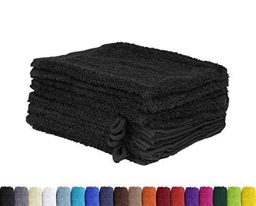 10er Pack Waschlappen, Waschhandschuhe Set in vielen Farben 100% Baumwolle 10x Waschhandschuh 15x21 cm Schwarz von BaSaTex
