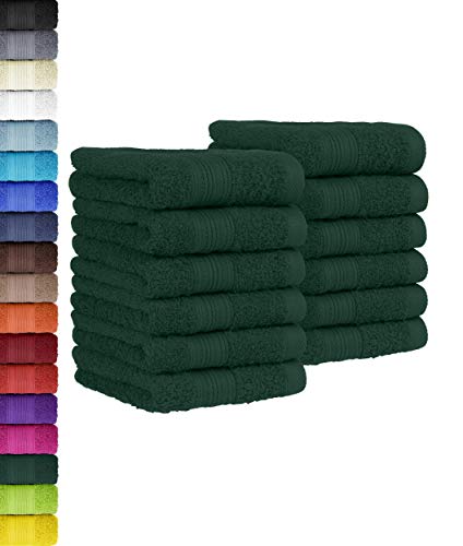 12 TLG. Gästetuch Set in vielen Farben 100% Baumwolle 12er Pack Gästetücher 30x50 cm Dunkelgrün von BaSaTex