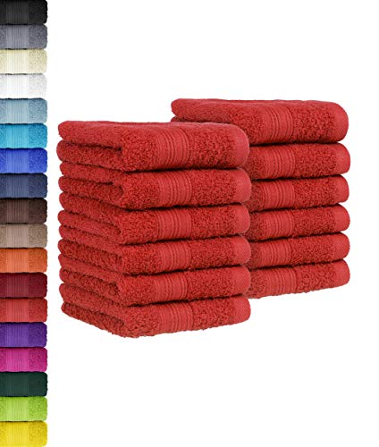 12 TLG. Gästetuch Set in vielen Farben 100% Baumwolle 12er Pack Gästetücher 30x50 cm Rot von BaSaTex