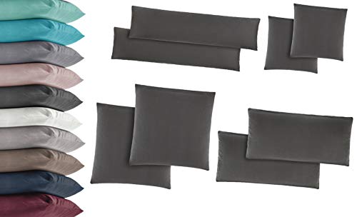 2er Pack Jersey Kissenbezug Kissenhülle Kissenbezüge Seitenschläferkissen 100% Baumwolle viele Größen und Farben 80x80 cm Grau von BaSaTex