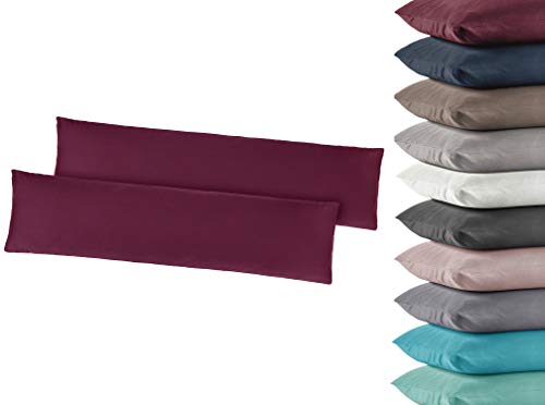 2er Pack Jersey Kissenbezug Kissenhülle Kissenbezüge Seitenschläferkissen 35x160 cm 100% Baumwolle Taupe von BaSaTex