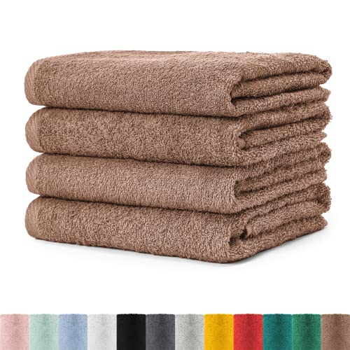 4er Pack Frottier Handtücher Set 50x100 cm 100% Baumwolle, 4X Handtuch Sandstone von BaSaTex