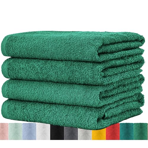 BaSaTex - Handtuch Set für Haushalt & Gäste 4er Pack - Frottee-Handtücher mit Aufhängeschlaufe aus weicher Baumwolle in 50x100cm - Waschtücher für Bad Öko-Tex Standard 100 Zertifiziert - Smaragd von BaSaTex
