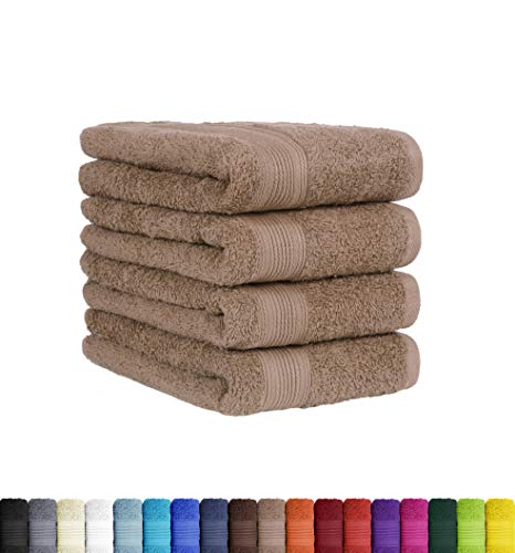 BaSaTex Frottier Handtücher Set 4er Pack 50x100 cm 100% Baumwolle Öko-Tex 100 Zertifiziert | 4X Handtuch in Beige Sand von BaSaTex