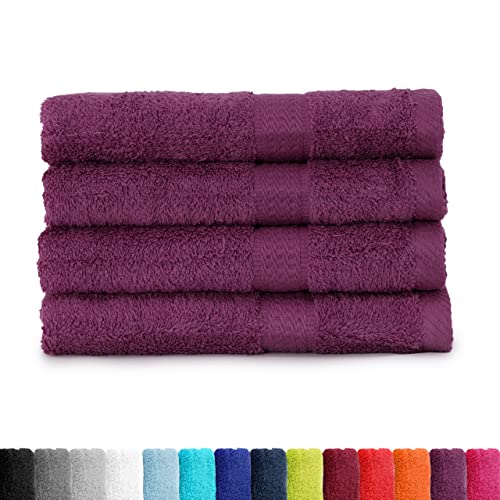 4er Pack zum Sparpreis Frottier Handtuch in vielen Farben 100% Baumwolle 500 g/m², 4X Handtücher 50x100 cm Lila von BaSaTex