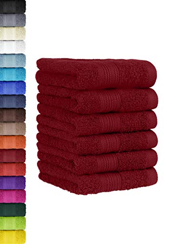 6 TLG. Gästetuch Set in vielen Farben 100% Baumwolle 6er Pack Gästetücher 30x50 cm Bordeaux von BaSaTex