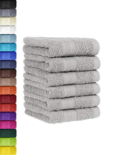 BaSaTex - 6er Pack Handtuch Set für Gäste - Handtücher mit Aufhängeschlaufe aus weicher Baumwolle in 30x50 cm - Gästetücher für die Händereinigung Öko-Tex Standard 100 Zertifiziert - Silbern von BaSaTex