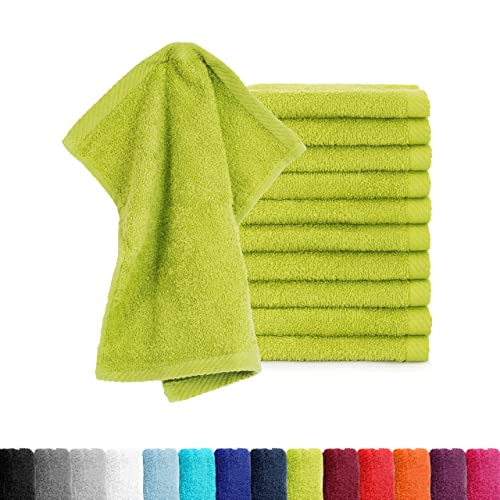 BaSaTex 10er Pack Frottier Seiftücher Seiflappen Waschlappen 30x30 | 100% Baumwolle Öko-Tex Made in Green | Farbe: Apfel Grün von BaSaTex