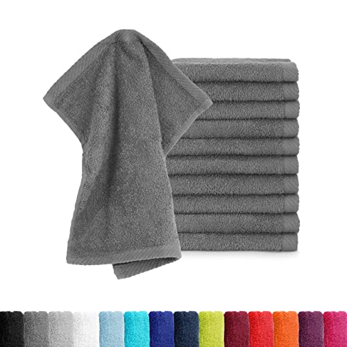 BaSaTex - 10er Pack Seiftücher für Gesichts- & Körperreinigung im Set - Frottee Seiflappen aus weicher Baumwolle in 30x30cm - Waschlappen Öko-Tex Made in Green Zertifiziert - Anthrazit von BaSaTex