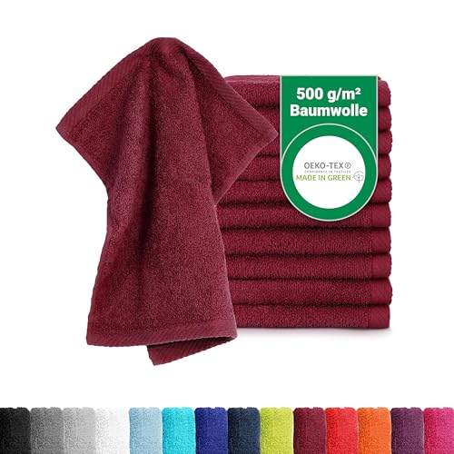 BaSaTex - 10er Pack Seiftücher für Gesichts- & Körperreinigung im Set - Frottee Seiflappen aus weicher Baumwolle in 30x30cm - Waschlappen Öko-Tex Made in Green Zertifiziert - Bordeaux von BaSaTex